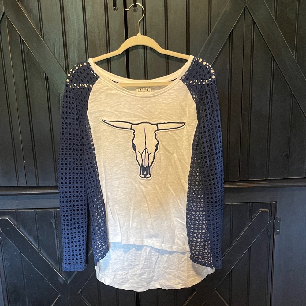 Western Ariat Top with Crochet Sleeves